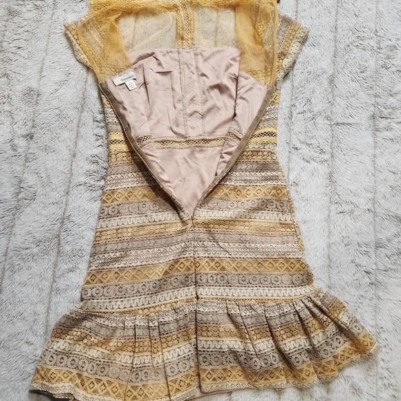 SIZE XS Mini dress high neckline lace dress short sleeve FRANCESCA'S NWT - Picture 12 of 16